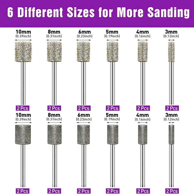 ABNO-Stone Carving Set Diamond Grinding Bit Compatible With For Dremel, 50Grit 24PCS Polishing Kit Diamond Bits