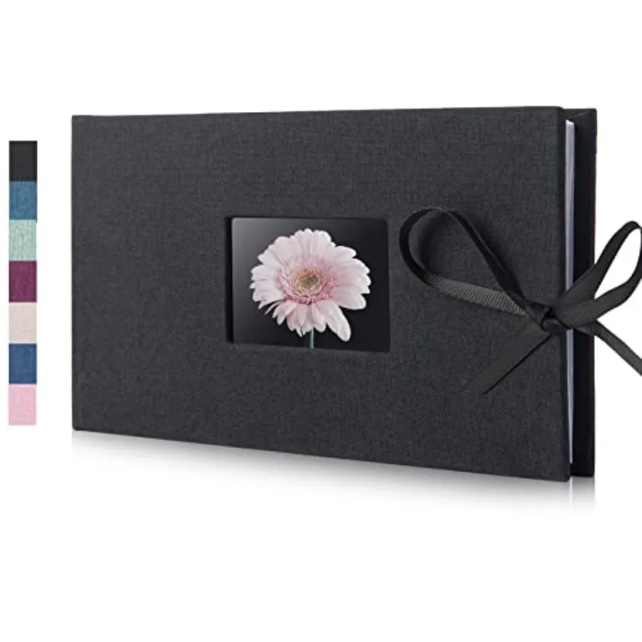 Small Photo Album 4x6, Picture Album Holds 24 Horizontal Photos, Linen Fabric Cover Picture Book for Photos with Front Window,