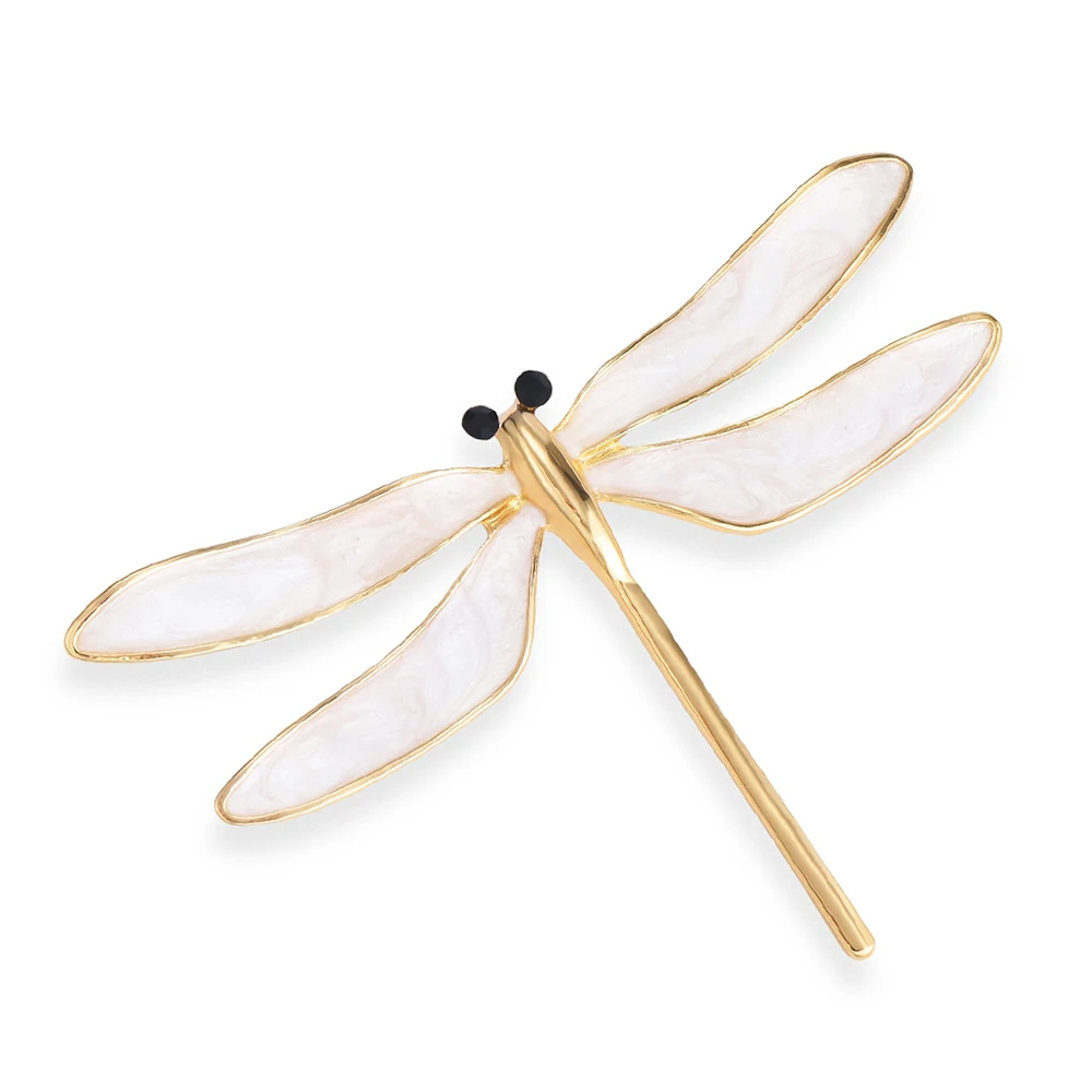 Animal White Dragonfly Brooches Fashion Insect Pins Clothing Backpack Lapel Accessories Animal Jewelry For Women Girl Gift