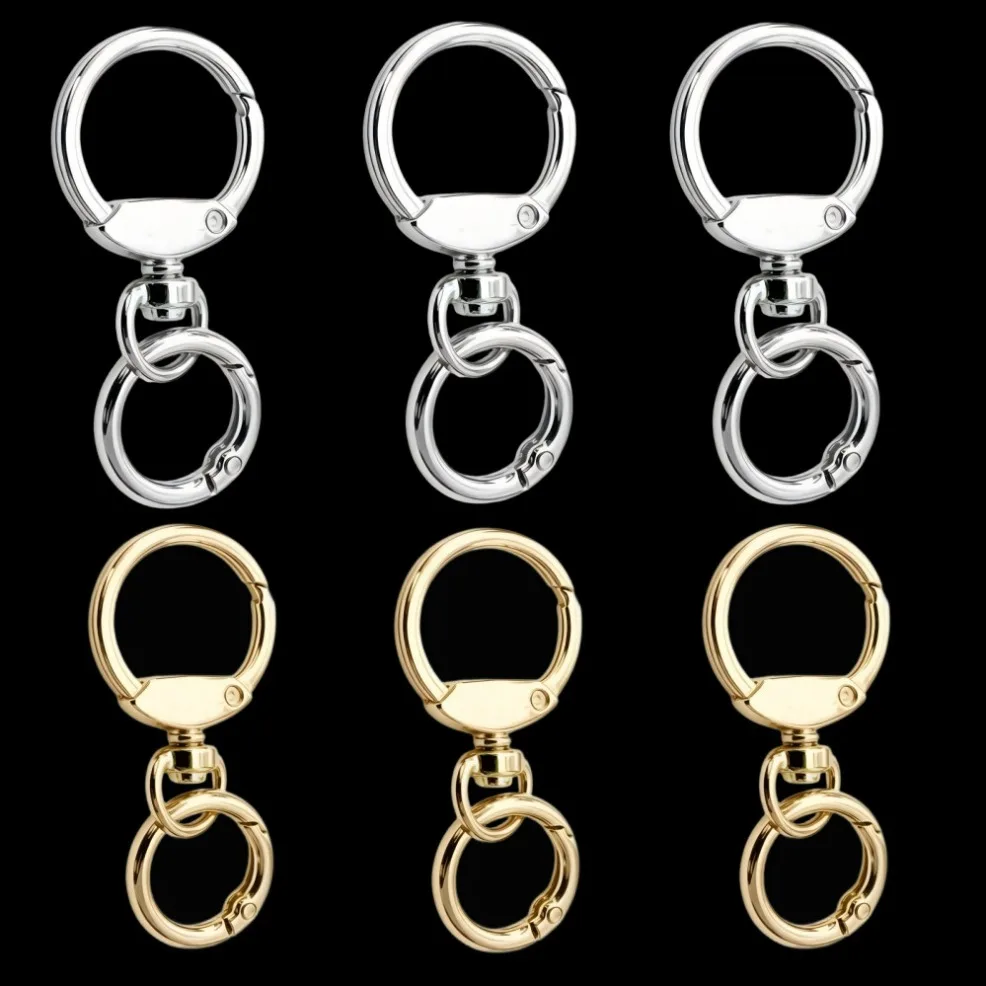 5/20/50 Sets Double O pening Swivel Keychain Clips Heart Spring Clasp Hooks Snap Rings for Lanyards Crafts Camping Hiking Gift