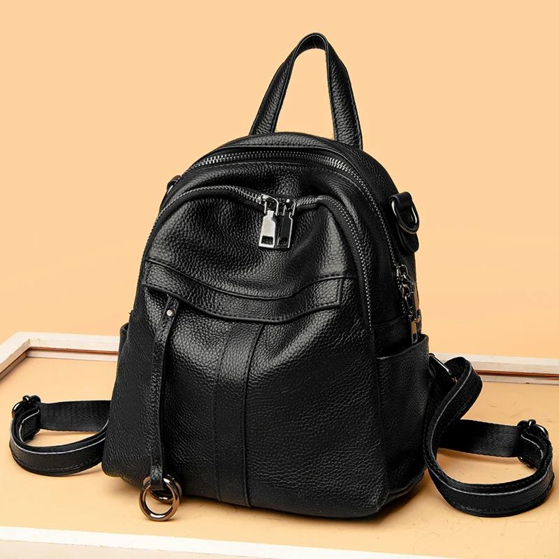 High Quality Genuine Leather Backpack Luxury Designer Women Travel  knapsack Soft Cow Leather Female New Fashion School Backpack