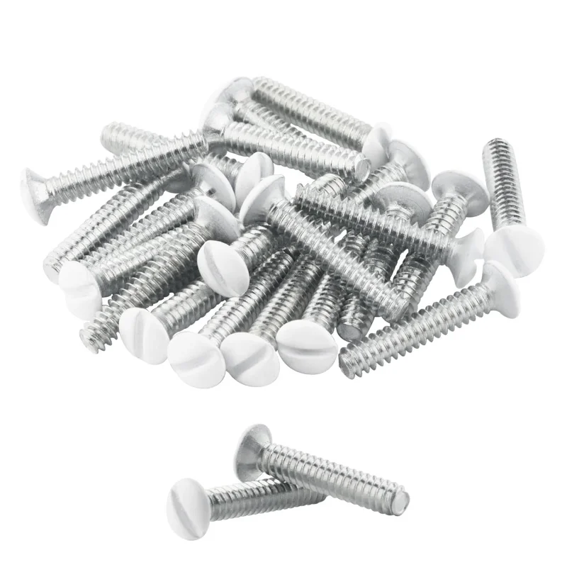 100 Pcs,Wall Plate Screws, White Outlet Screws, 3/4 Inch Long 6-32 Thread Switch Plate Screws