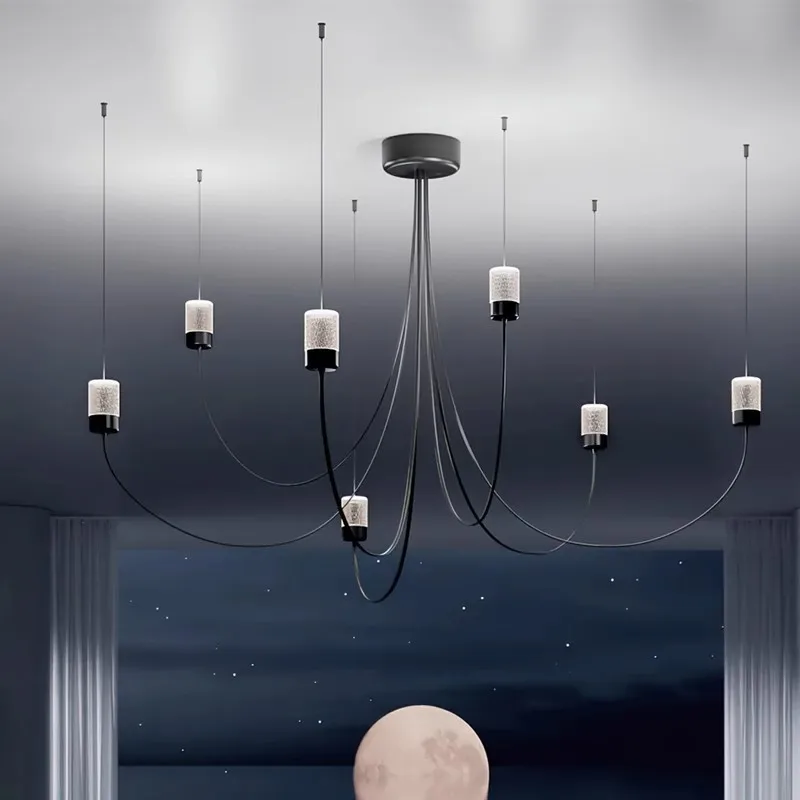 Chandelier For Living Room Staircase Loft Indoor Modern LED Long Cable Hanging Lamp Designer Gravity Chandelier Nordic Spider
