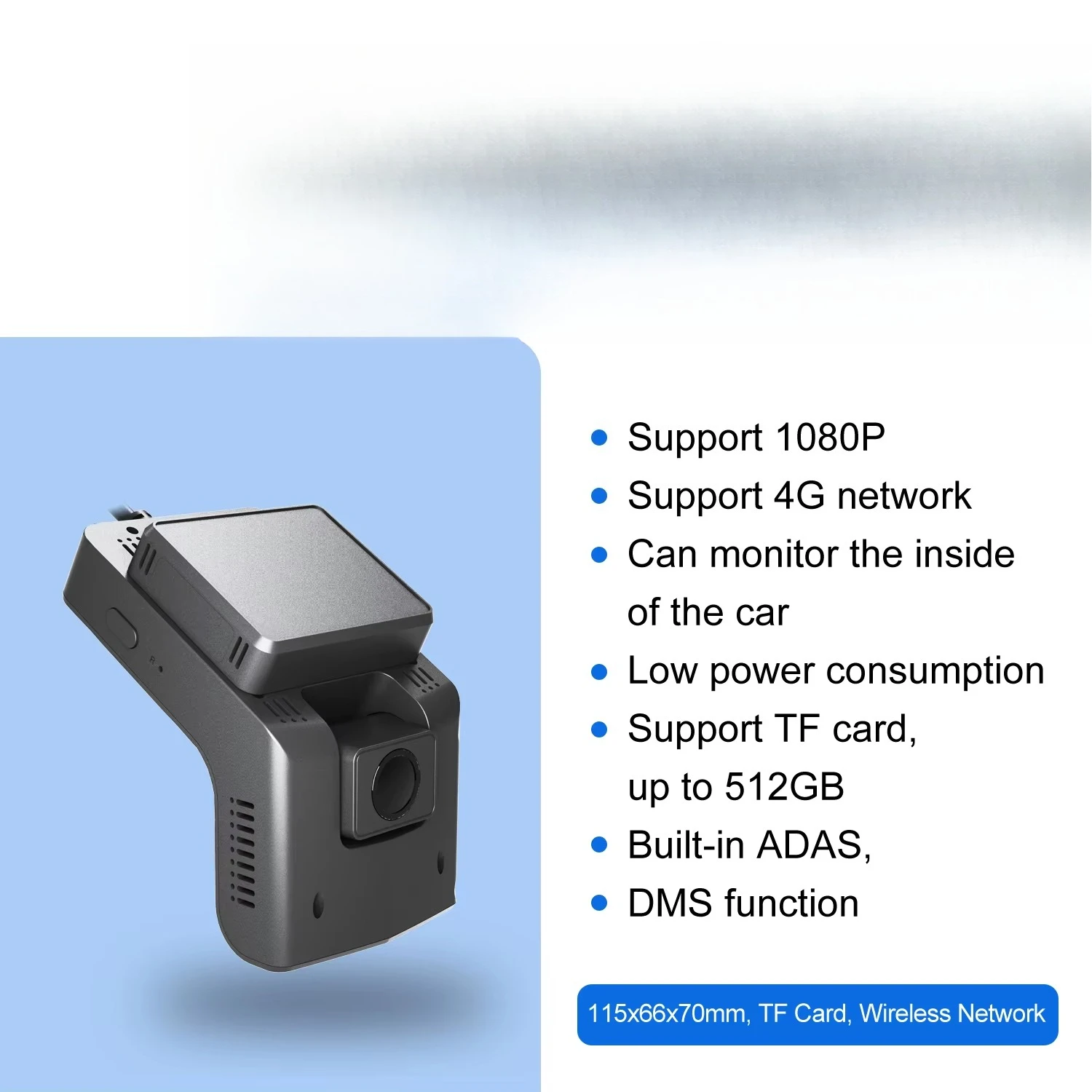 4G AI Dash Camera with ADAS DMS 1080P GPS Vehicle DVR for Fleet Management and Driver Monitoring