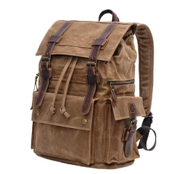 Vintage Canvas Men's Backpack, Laptop Backpack, Waterproof Canvas knapsack, Large Climbing Travel rucksack