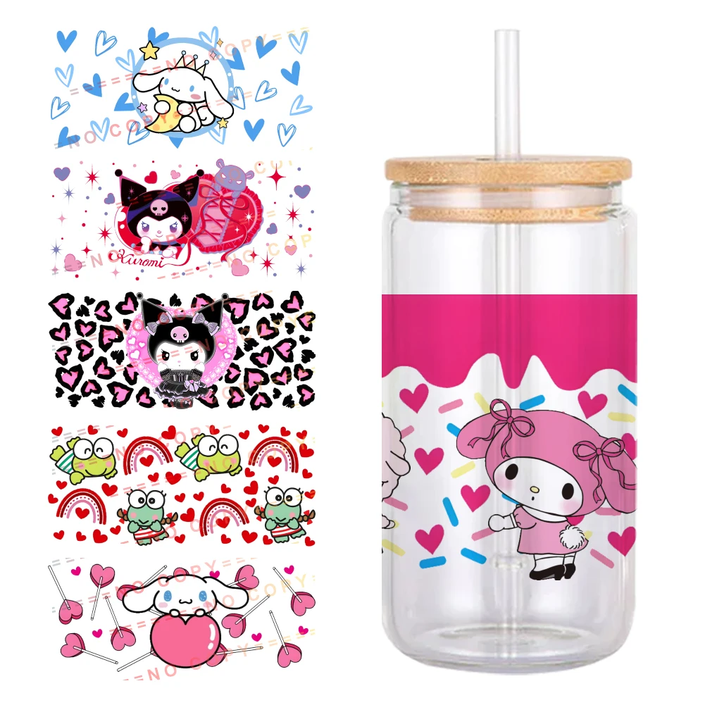 Sanrio Melody KEROKEROKEROPPI 11*24cm UV DTF Wrap Sticker DIY For 16oz Glass Cup Waterproof Decals Coffee Cup Sticker