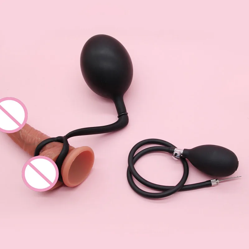 سدادة شرجية قابلة للنفخ قابلة للتعديل مع كرة فولاذية، مدرب شرجي بقفل سيليكون مرن، لعبة تدليك تحفيز مزدوج للبالغين