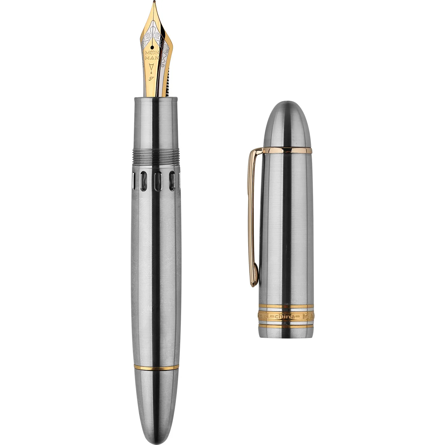 MAJOHN P141 Ti سبائك التيتانيوم كبير المكبس قلم حبر رقم 8 F بنك الاستثمار القومي المطرقة نمط الطبعة النحاس المكبس قلم حبر مشبك ذهبي حاد