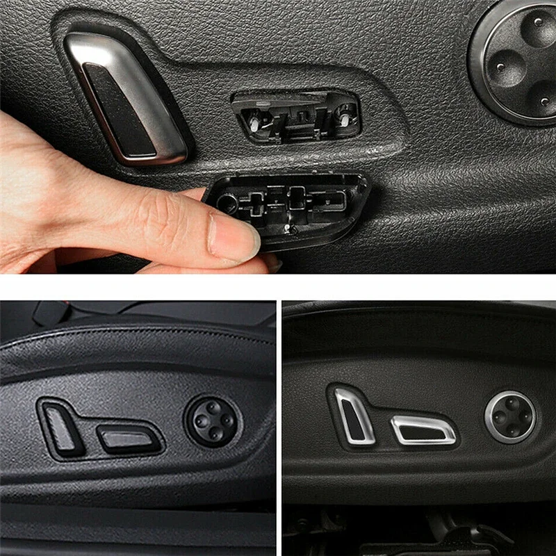 6PCS Seat Adjustment Knob Button Switch Cover Trims For Audi A3 A4 A5 A6 Q3 Q5 /VW /Jetta MK5 MK7/Passat/Tiguan Black Chromed