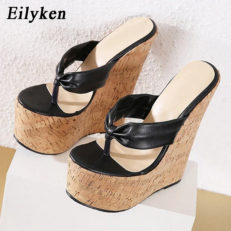 Eilyken New Design Clip Toe Wedges Platform Women Slippers Summer Sexy Super High Heels Mules Sandals Flip Flops Ladies Shoes