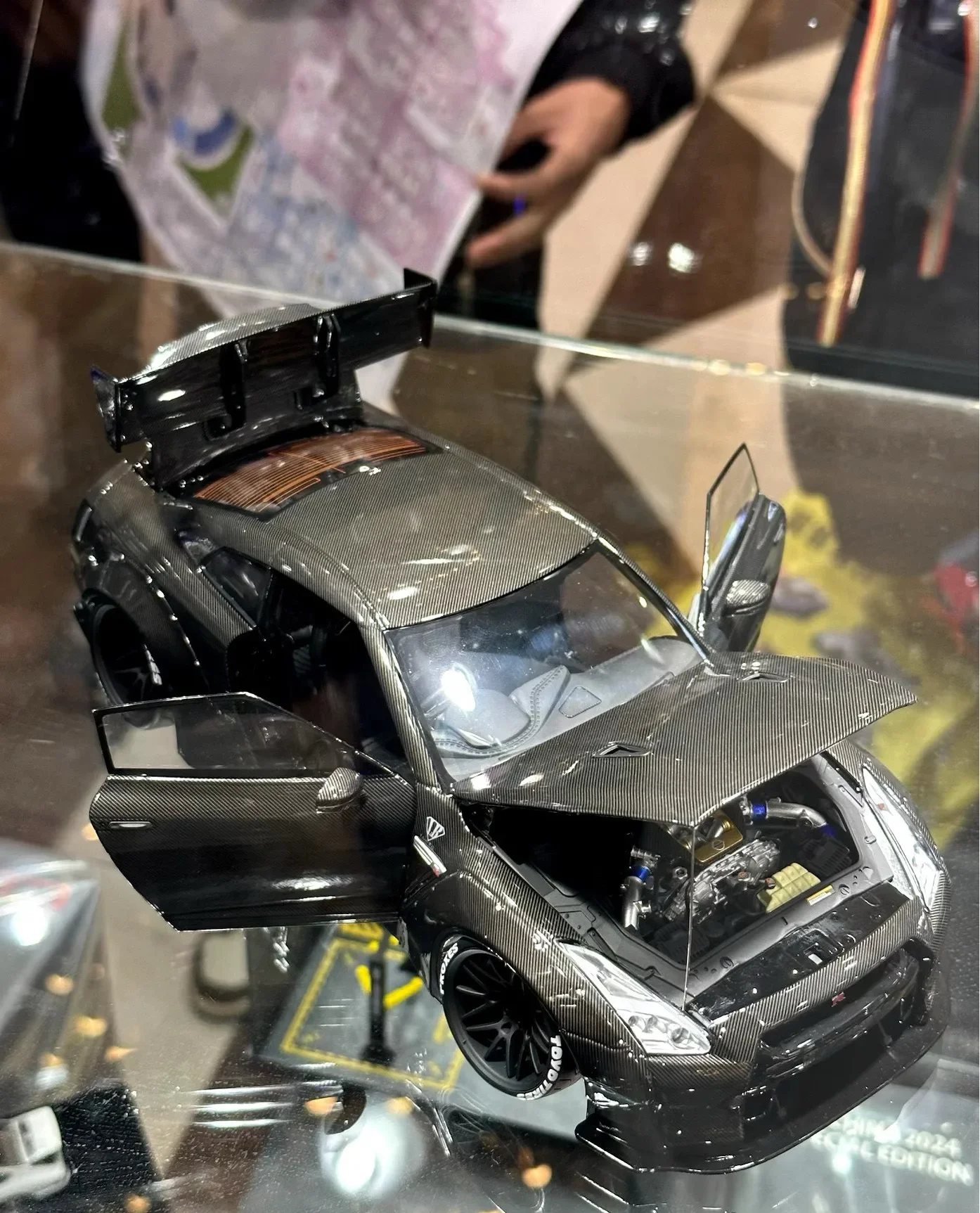 PGM 1:18 GTR R35 HEC Carbon fiber version Beijing Model Show limited alloy full open car model classic toy gift