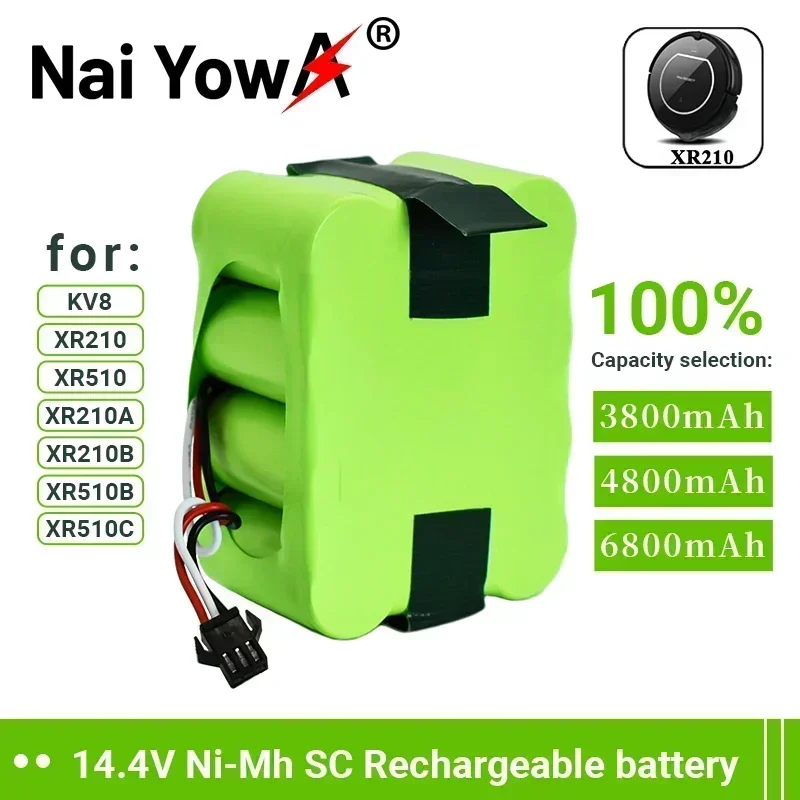 

14.4V Ni-Mh SC Rechargeable Battery 6800mAh for KV8 XR210 XR510 XR210A XR210B XR510B XR510C Vacuum Cleaner Sweeping Robot