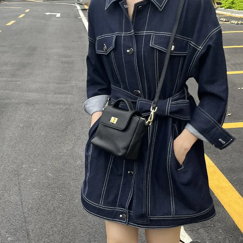 Krean Shoulder Crossbody Bags for Women Litchi Grain Leather Top-handle Bags Casual Commuting Ladies Mini Purses and Handbags
