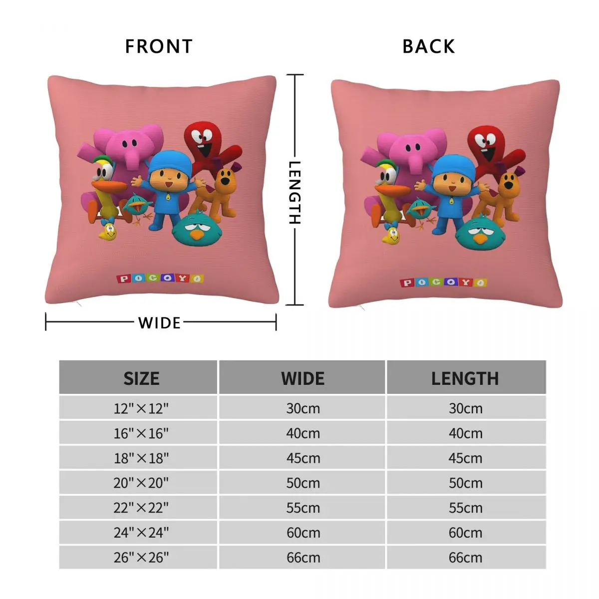 Happy Birthday Boy-Girl-Pocoyo! Square Pillowcase Pillow Cover Polyester Cushion Decor Comfort Throw Pillow for Home Living Room