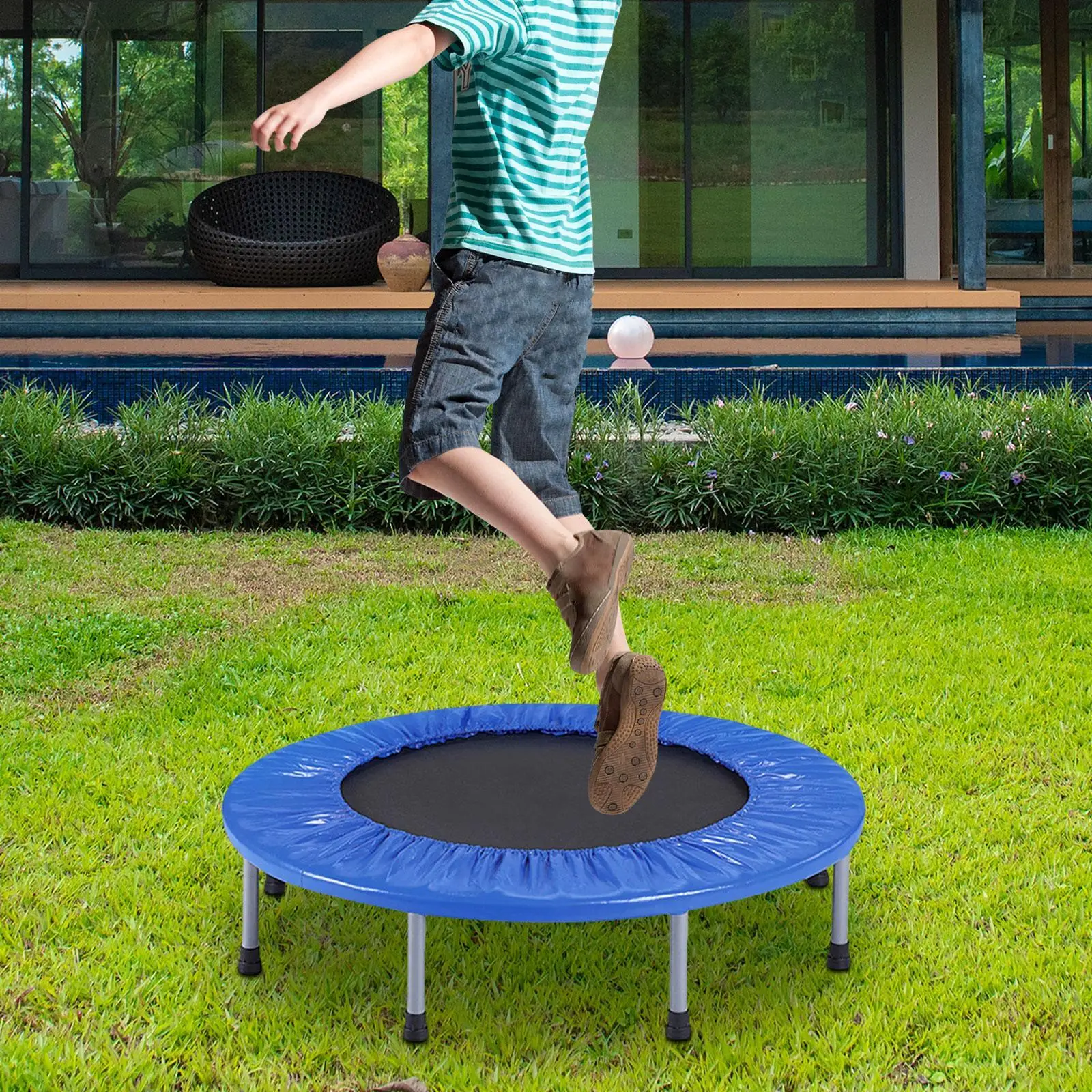 

Diameter 91cm Mini Trampoline Birthday Gifts Toy Fitness Play Exercise Sturdy Jumping Bed,Indoor Outdoor Children Kids Yard