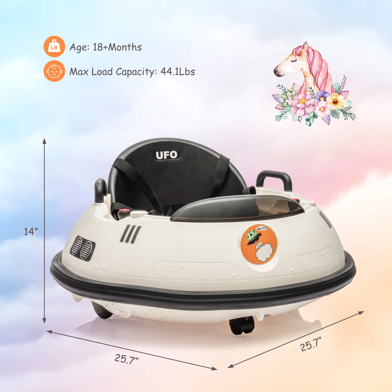 12V Kids Ride On Bumper Car, Electric Bumper Car Ride On Toy for Toddlers with Remote Control, 360 Degree Spin, LED Lights