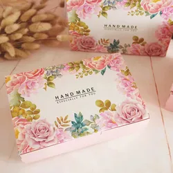 10PCS Gift Box Wedding Favor pink flowerPaper Cake Packaging Window Present Candy Bag Food Cupcake Cookie Pastry Cardboard
