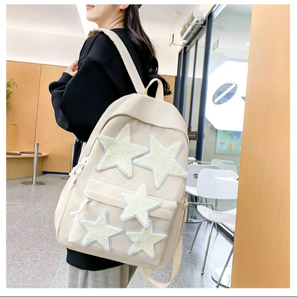 Mochila escolar impermeable, mochila para ordenador de gran capacidad con estrellas a la moda, bolsos de hombro de nailon para niñas, hombres y