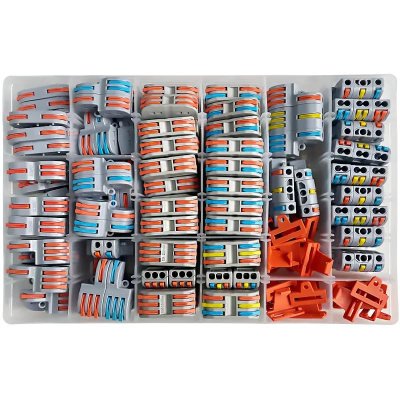 142PCS Boxed Mini Fast Boxed Wire Connector SPL Compact Conductor Spring Wiring Connector Conductor Push-in Terminal Block