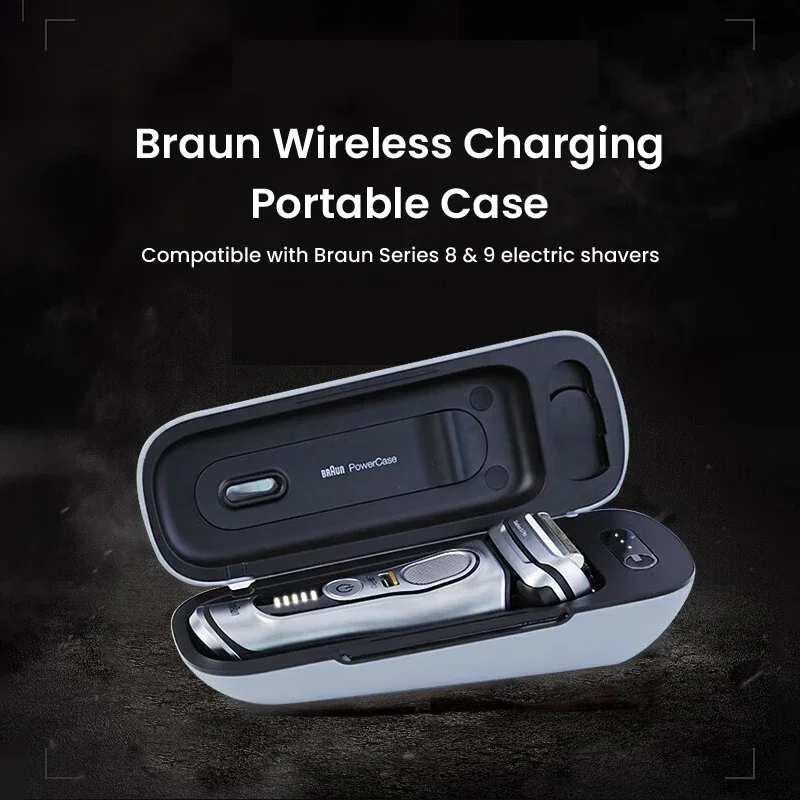 Braun 9585PC Wireless Charging Case Portable Leather Shell Dustproof Travel Box for Braun 8/9/9Pro Series Electric Shavers Razor