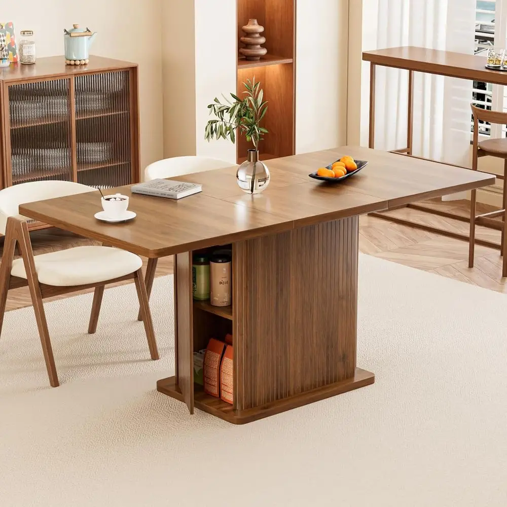 

Раздвижной кухонный/обеденный стол на 4-6 человек, 47-65 дюймов, с 2 ящиками, большим местом для хранения, современная мебель для столовой и гостиной