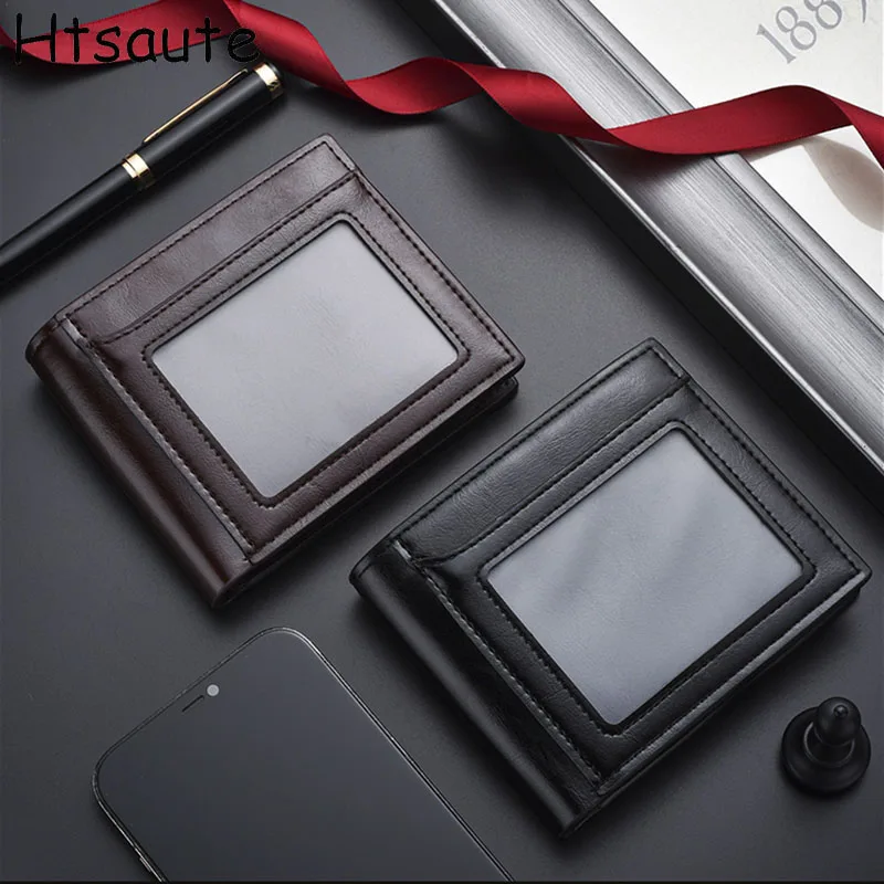 

Fashion Business High-End Hasp Simple Short Men's Wallets Solid-Color Luxury Brand Card Holder Men's Wallet cartera mujer
