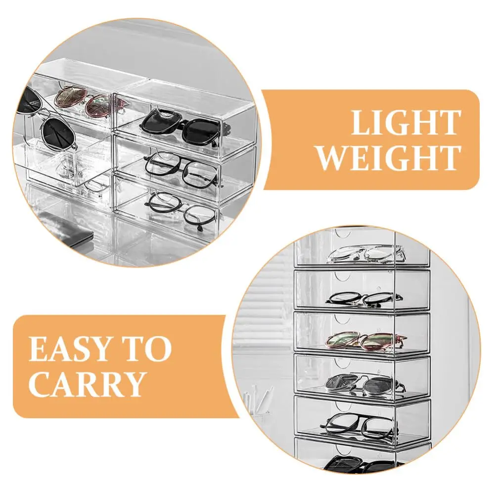 Mini Acrylic Makeup Drawers Organizer Stackable Bathroom Drawer with Divider Transparent Sunglasses Cabinet Desk Storage Box