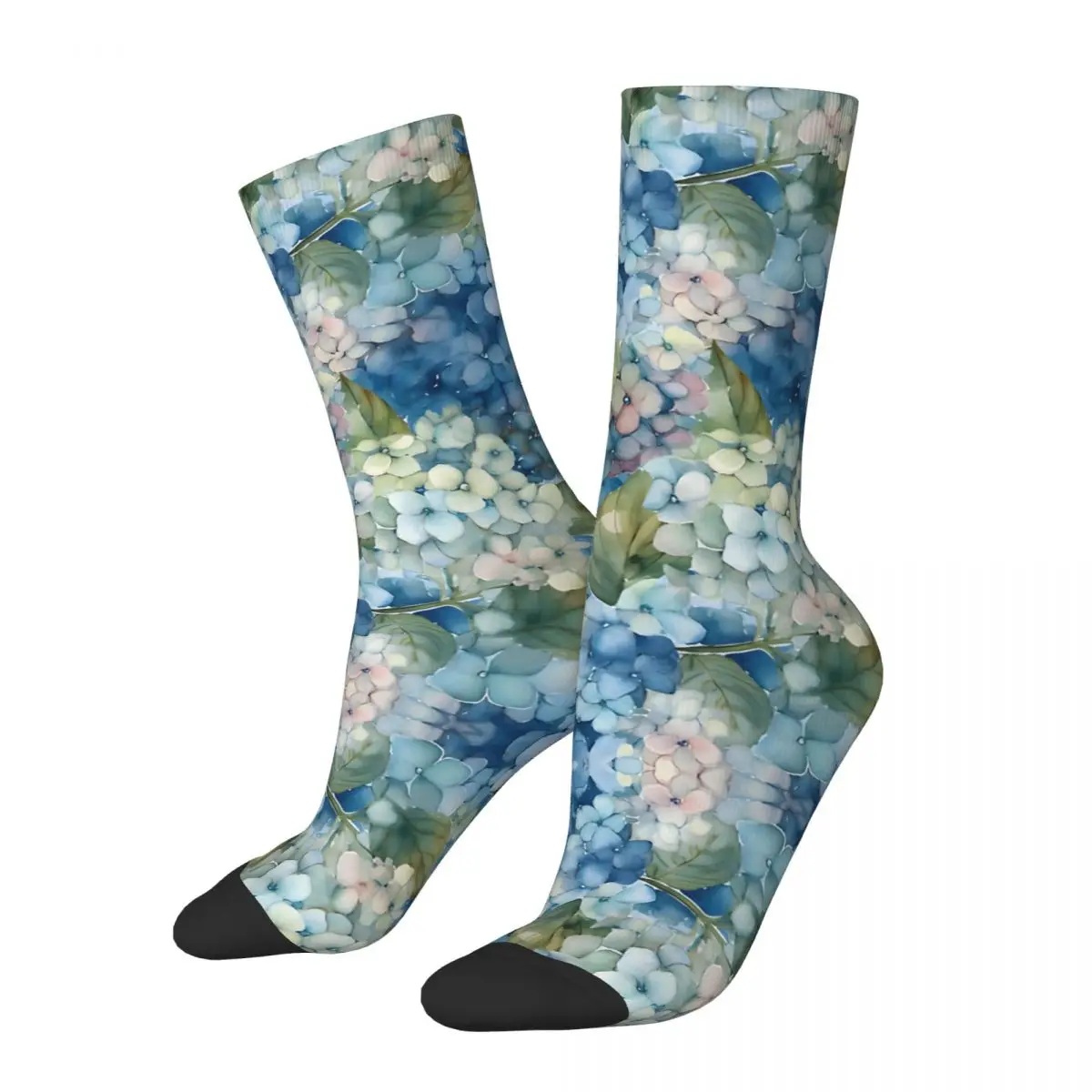 Crazy compression Watercolor Hydrangeas Sock for Men Harajuku Seamless Pattern Crew Sock Novelty