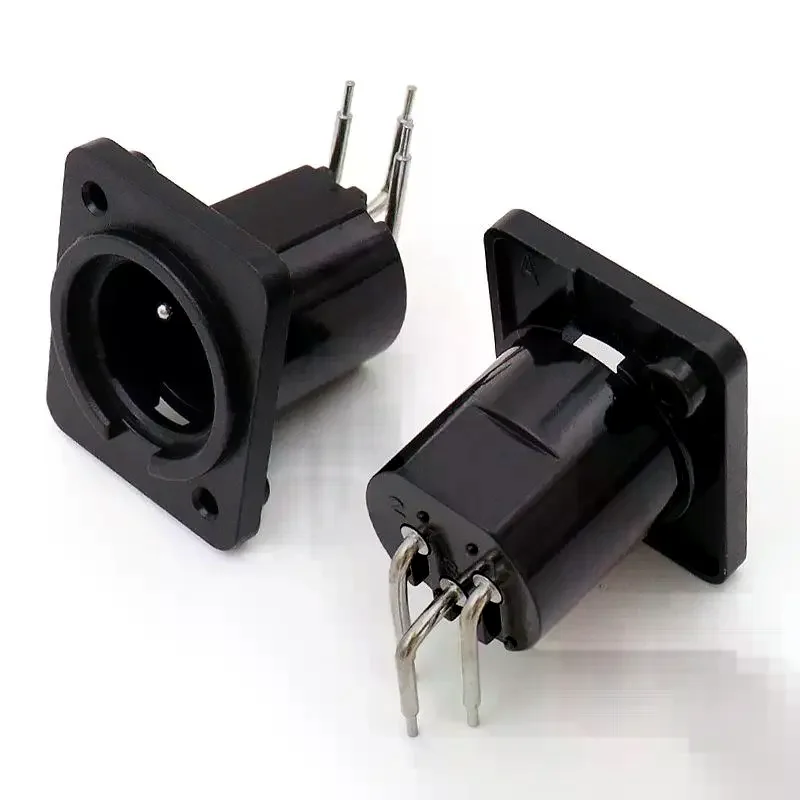 2/10Pcs Male Plug Straight Terminal Panel Mounted Connector 3 Pin Female Jack Panel Mount Black XLR Connector 32 * 26 * 30mm