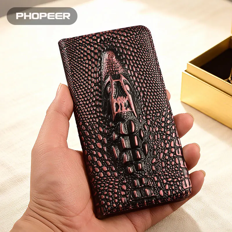 Luxury leather flip phone case for Asus Rog Phone 9 Pro 9FE 8 8 Pro 7 6D Ultimate 5S Pro 4 3 Retro Crocodile Pattern - view 2