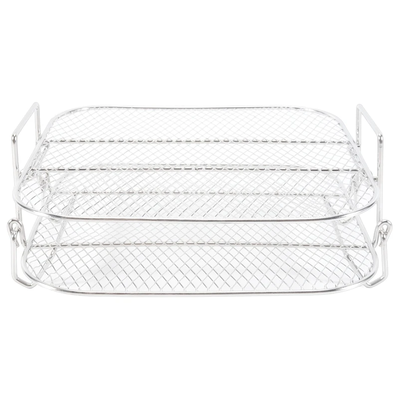 Air Fryer Rack 2-Layers Stackable Grid Grilling Rack Stainless Steel for 4.2-5.8QT Air Fryer Kitchen Oven Steamer Cooker