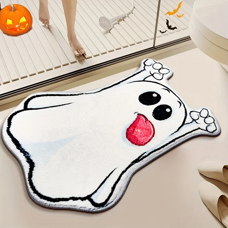 VIKAMA Halloween Ghost Alien Doormat Non Slip Plush Rug Absorbent Bathroom Floor Mat Living Room Bedroom Home Decor