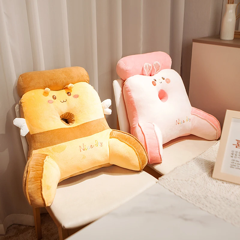 

Cute Toast Bedside Large Backrest Breathable Waist Sofa Cushion Dormitory Student Bed Waist Support