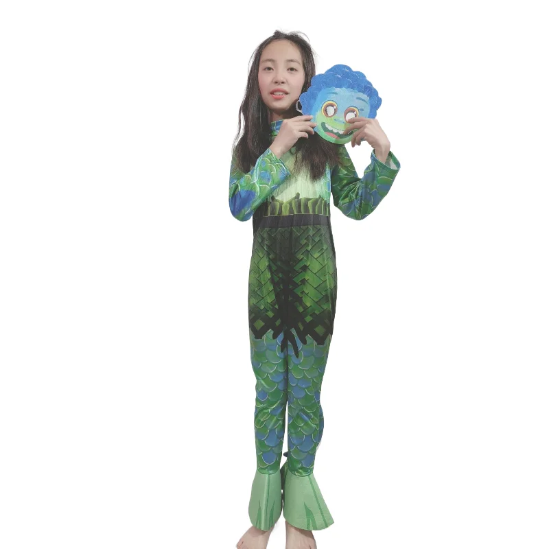 

Halloween Costume Boy Girl Summer Friendly Day Sea Monster Conjoined Cosplay Performance Clothing Gift Carnival Jumpsuit Mask