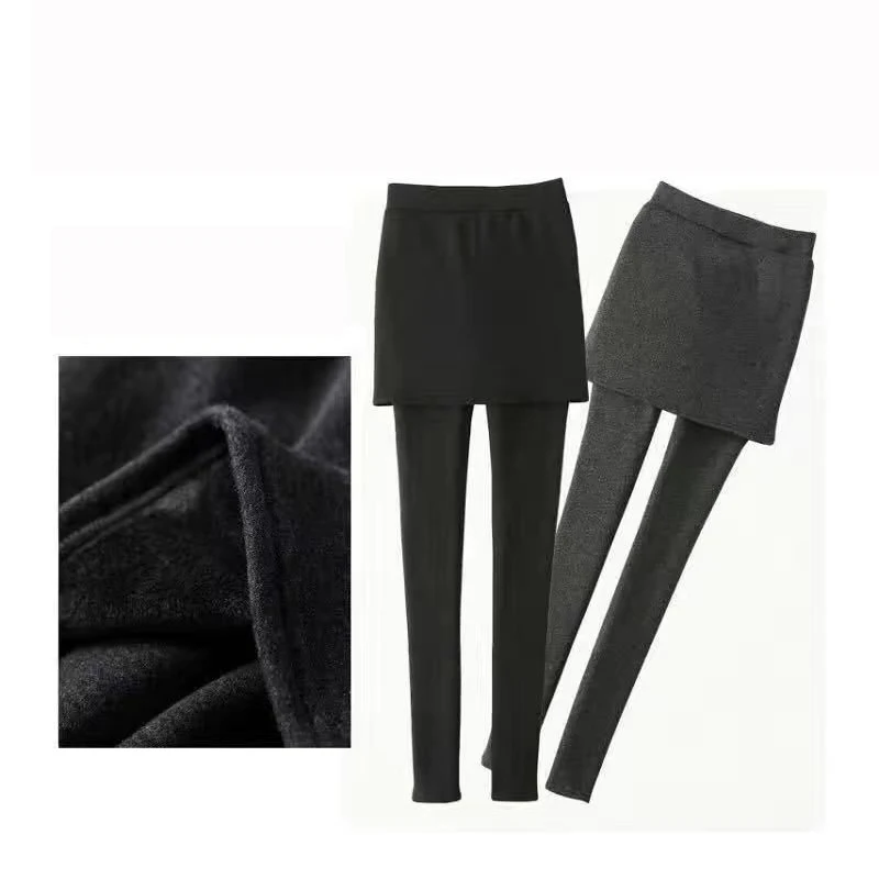 กางเกงเลกกิ้งบุขนหนานุ่มสำหรับผู้หญิง ใส่กันหนาว ทรงสกินนี่ เอวสูง ใส่สบายๆ ในชีวิตประจำวัน