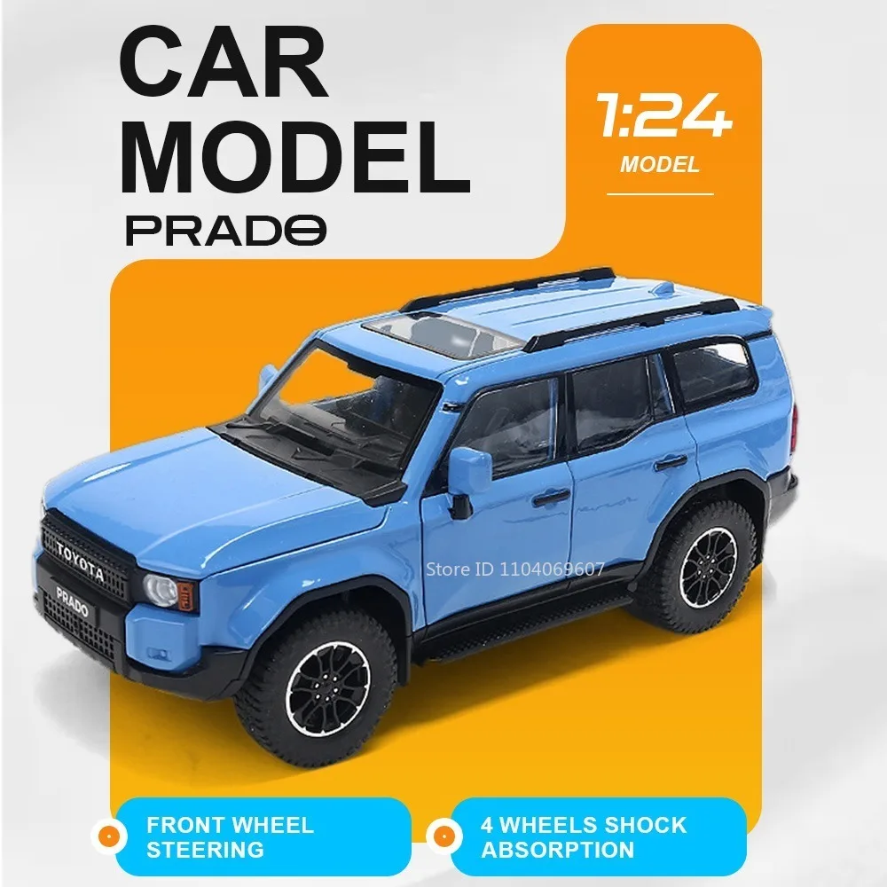 

Машинка-игрушка Toyota Land Cruiser Prado FJ Cruiser 1:24, внедорожник, литая под давлением, с амортизацией, звуком, светом, открывающимися дверями, откатным механизмом, для детей, подарок