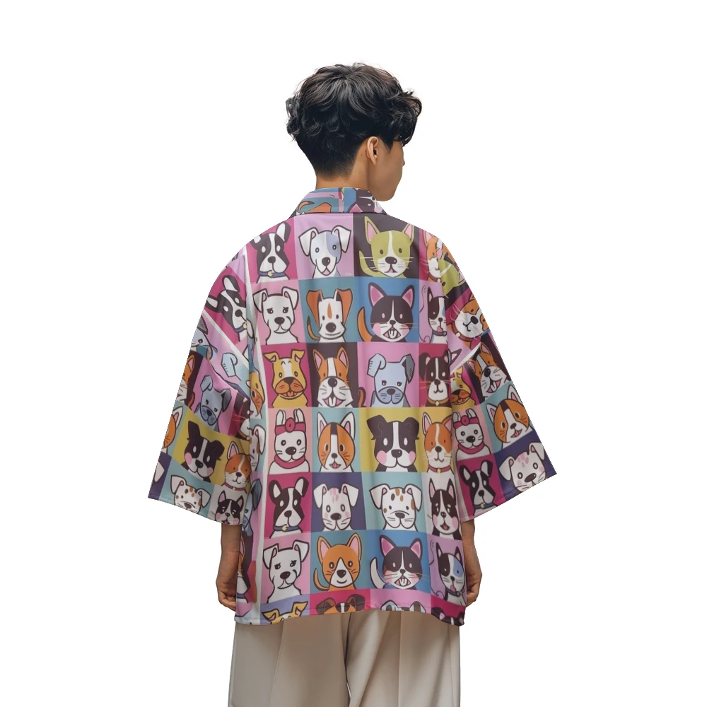 Classic Chinese Style Design Sense of National Tide Anime Multi-pattern Robe Men's Fashion Casual Kimono Men's Tops