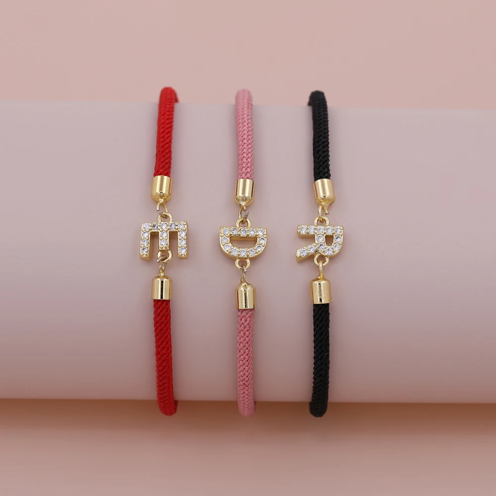 Fashion Versatile New 26 English Small Letter Red Pink Black Handmade Adjustable Rope Chain Men Women Party Banquet Jewelry
