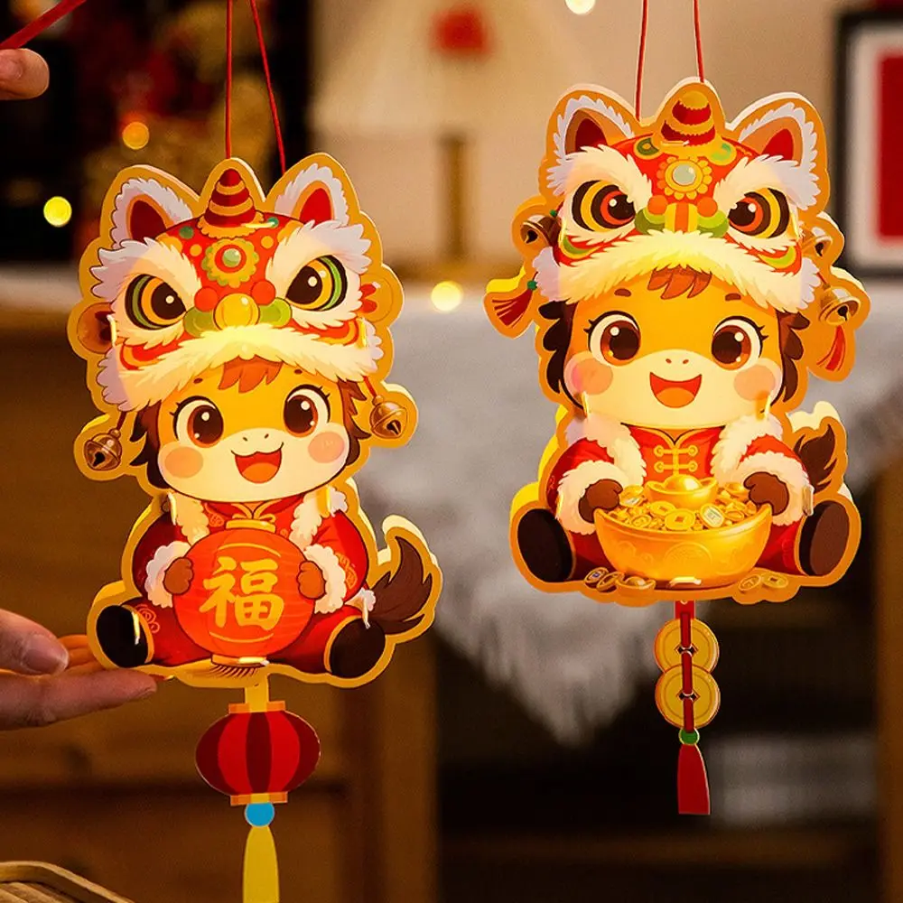 

Cartoon 2026 Horse Year Lantern Handmade Traditional New Year Lantern Festive Portable Handheld Luminous Lantern Lunar New Year