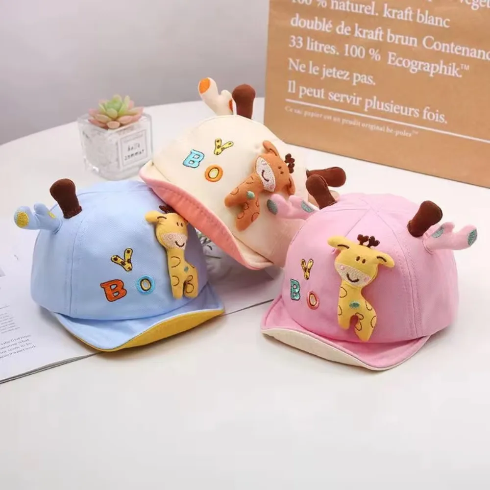 

Cute Giraffe Baby Bucket Hat Cotton with Ears Kids Sun Hat Cartoon Animals Outdoor Sun Visors Baby Boy/Girl