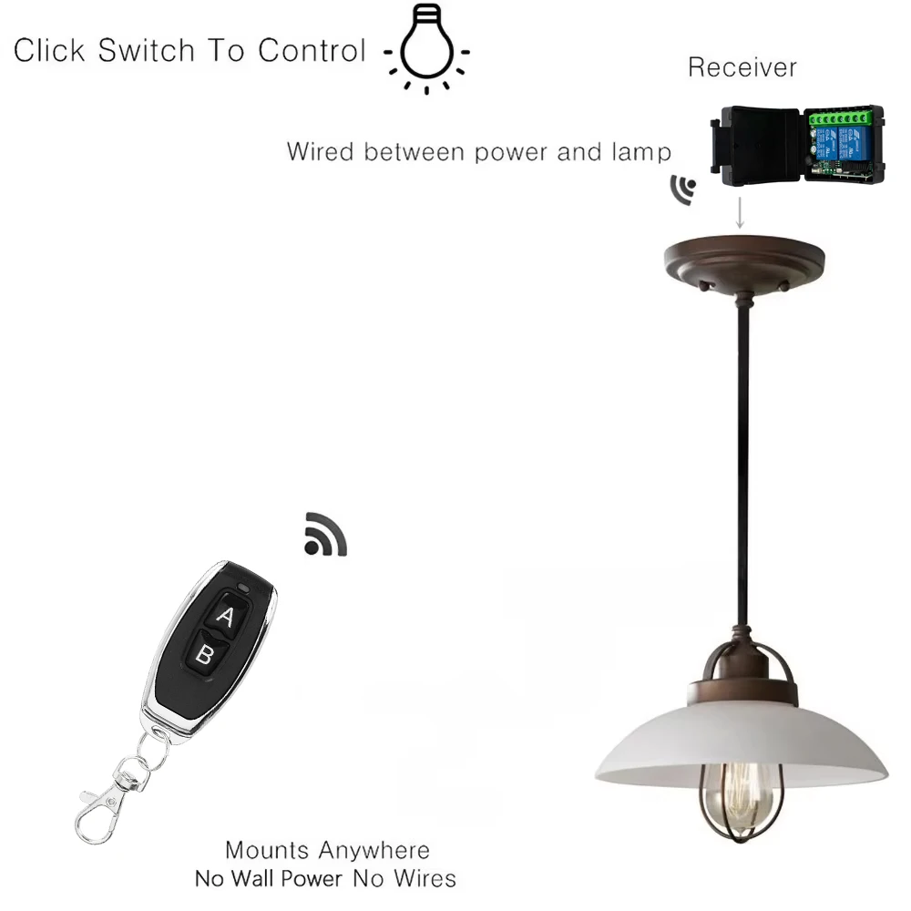 433 ميجا هرتز 12 فولت 24 فولت 220 فولت مفتاح التحكم عن بعد للضوء ، الباب ، المرآب العالمي تيار مستمر 6-30 فولت التيار المتناوب 85 فولت-256 فولت CH التتابع استقبال ووحدة تحكم #3