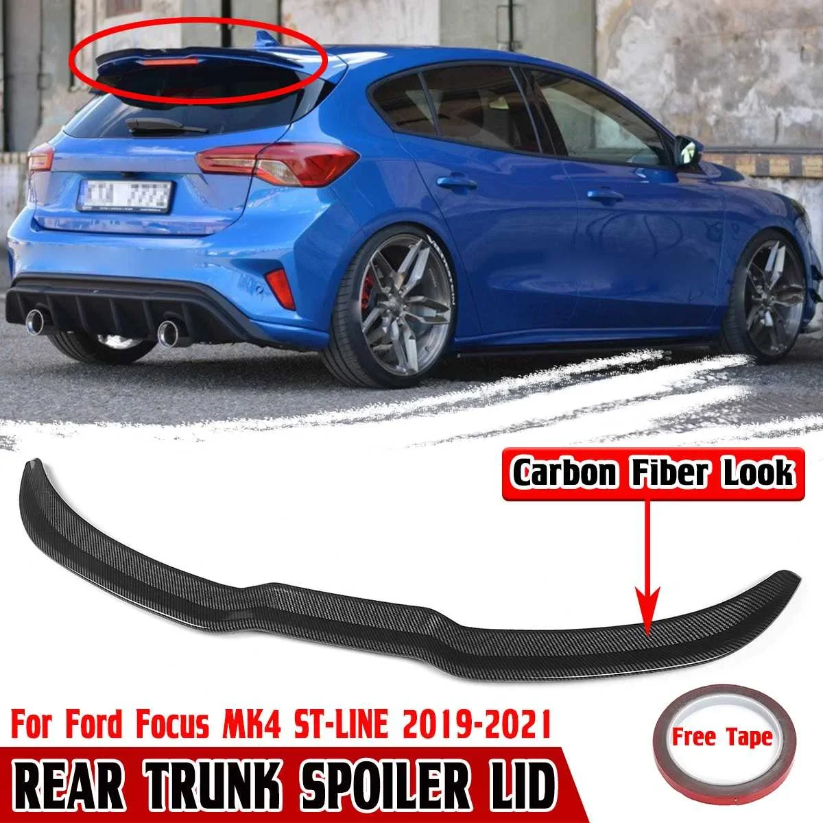 New Car Rear Spoiler Wing Trunk Lip For Ford Focus MK4 ST-LINE 2019 2020 2021 Rear Trunk Spoiler Lip Tail Boot Wing Spoiler