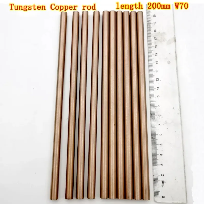 W70 Bar W70Cu30 Tungsten Copper Alloy Bar Rod Spot Welding Electrode Rod DIY Material Length200mm Diameter 1 to 10mm