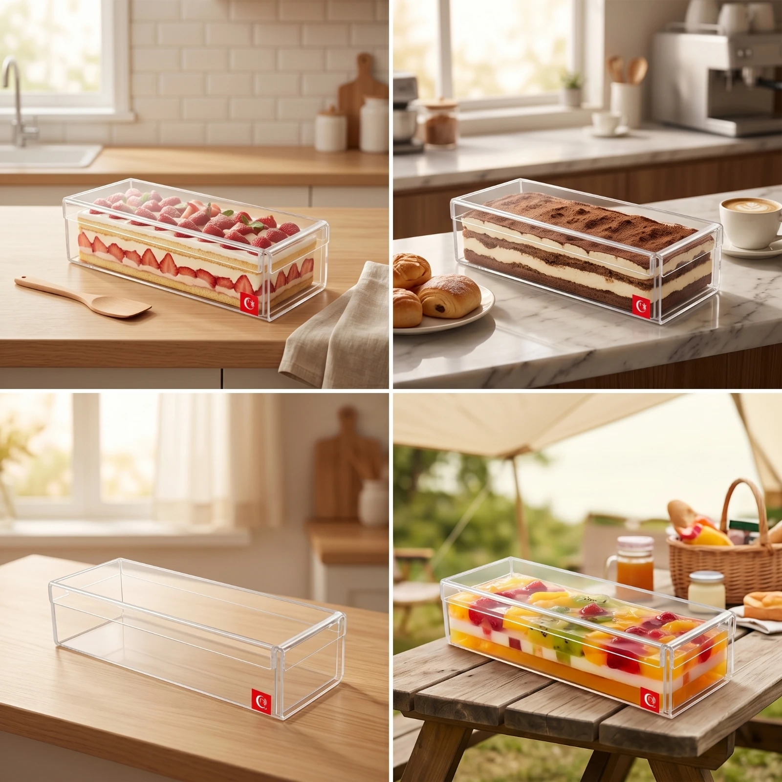 Dessert Box with Removable Panels Easy-to-Clean Tiramisu Box Container Reusable Packaging Convenient for Bakers, Cafes - view 3