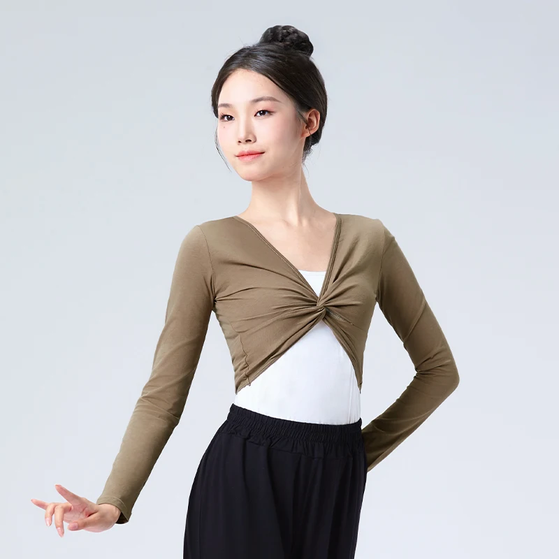 Women Ballet Tops Long Sleeve Cotton Dance Gym Athletics Practice Training Ballet Wrap Coat