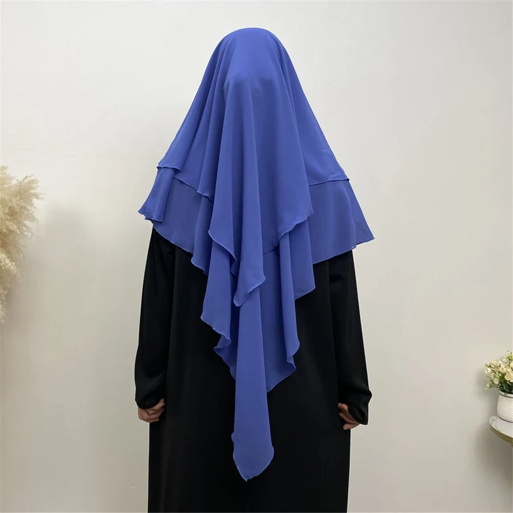 

2025 New Muslim Women Prayer Dress Hijab Long Scarf Abaya Large Overhead Robe Clothing Chiffon Plain Long Khimar Eid Ramadan