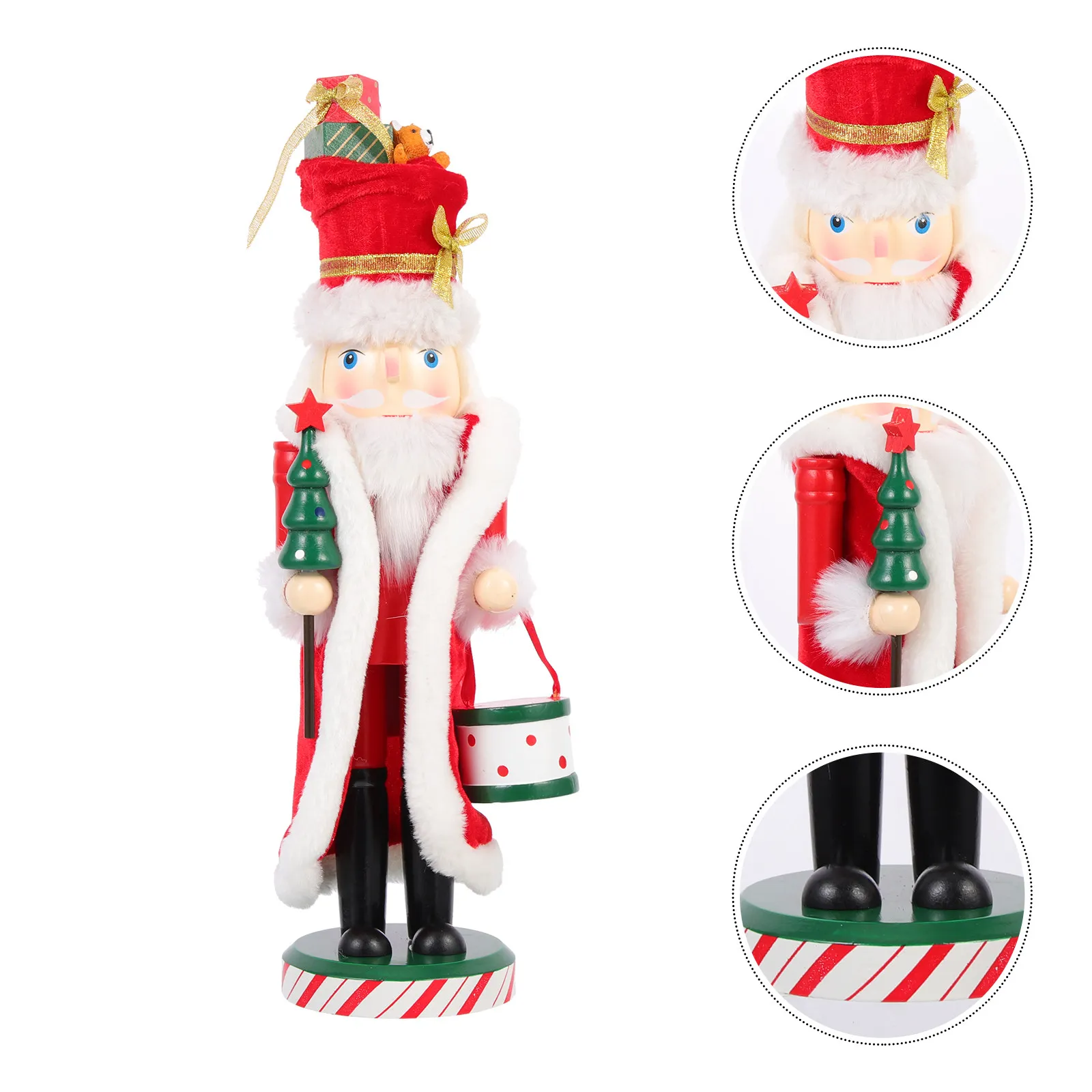 

Hand-Painted Wood Nutcracker Decoration Traditional Christmas Ornament for Home Office Desktop Holiday Atmosphere Xmas Present