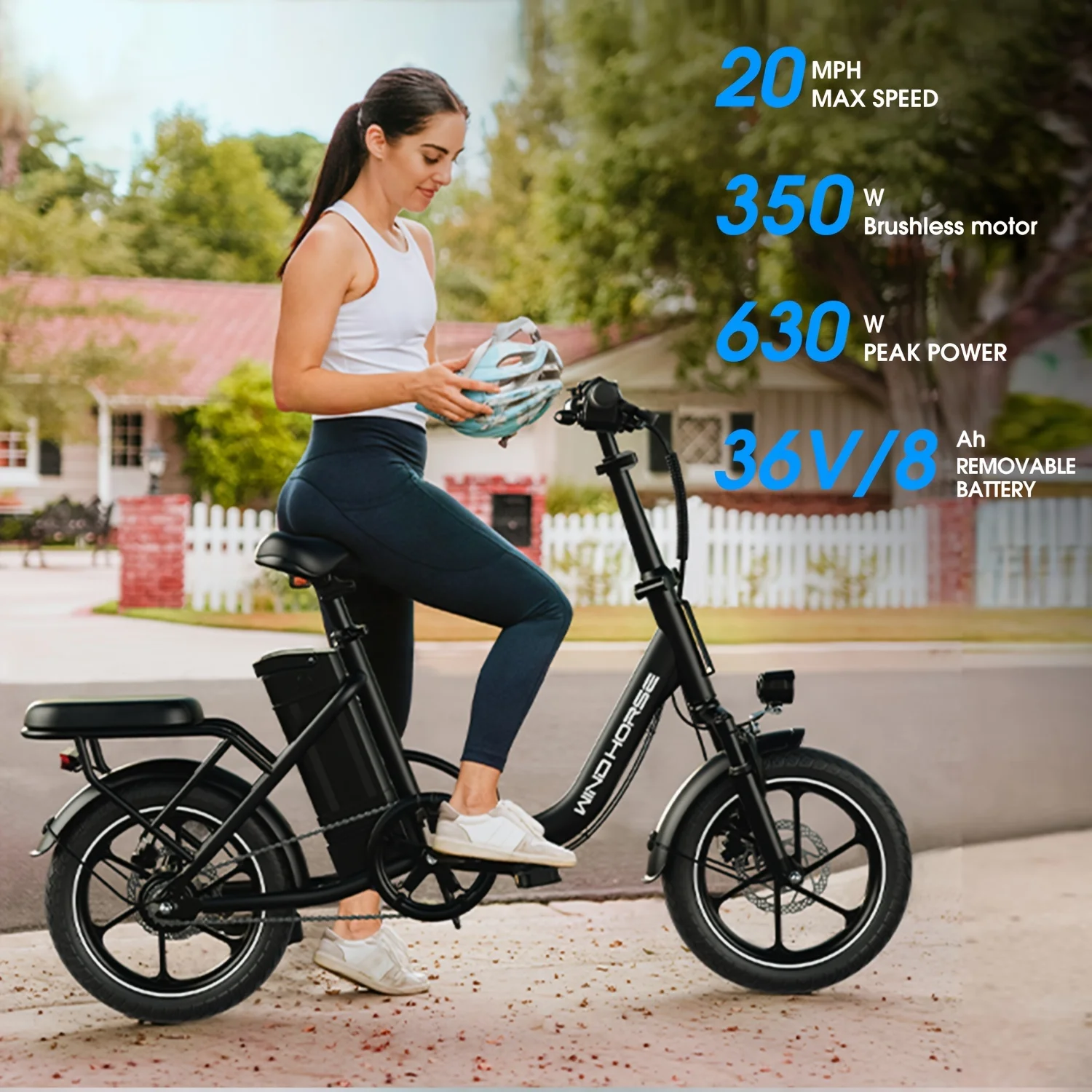 

350W16 inch folding electric bicycle, urban commuting speed 15.5 Mph, foldable adult electric bicycle with detachable battery