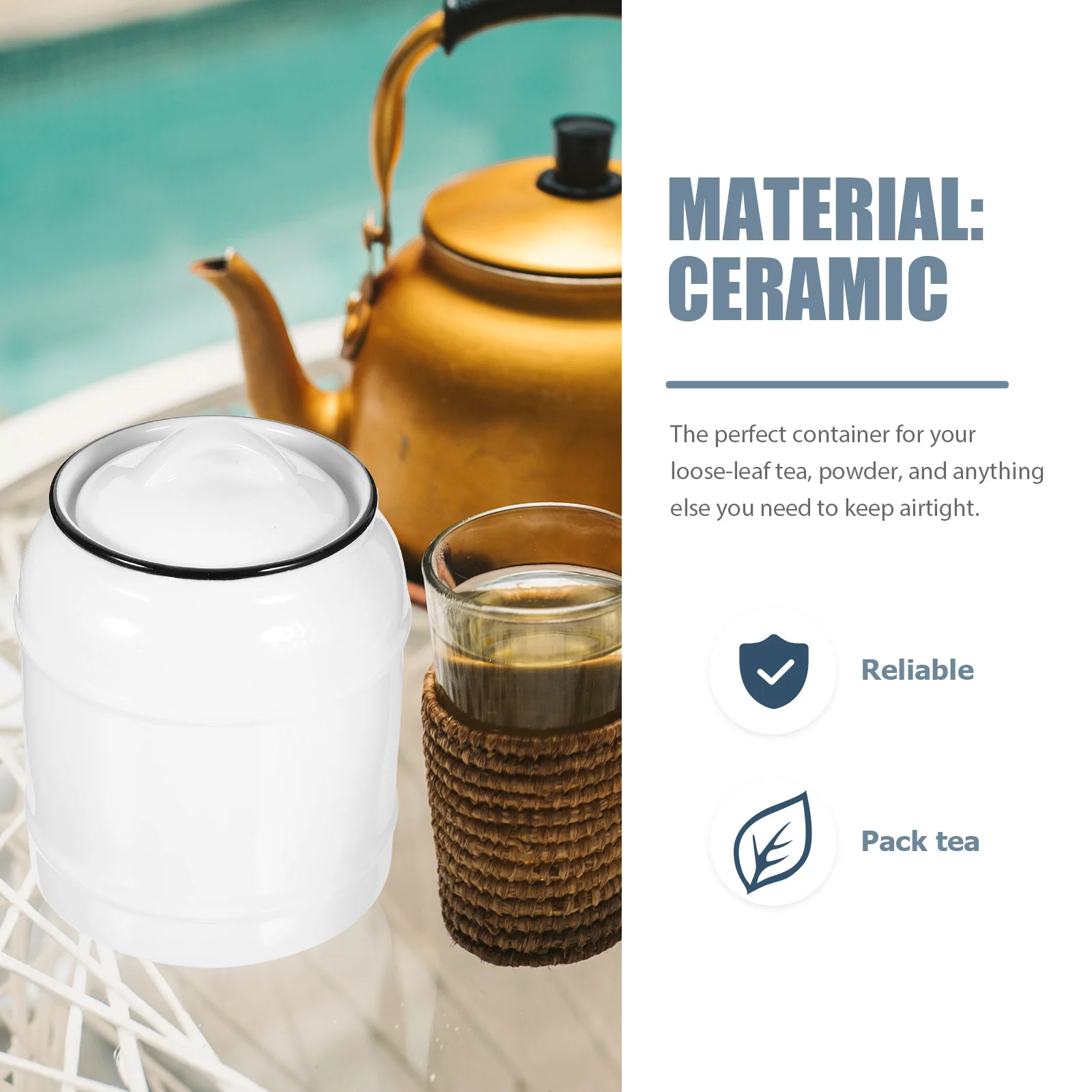 

Ceramic Storage Jar with Airtight Lid Premium Sealing Canister for Kitchen Countertop Tea Coffee Candy Sugar Storage