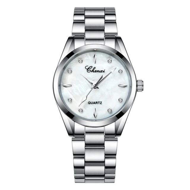 CHENXI 006T Women Watches Fashion Elegant Diamond Shell Dial Clock Stainless Steel Strap Quartz Wristwatch for Ladies Gift